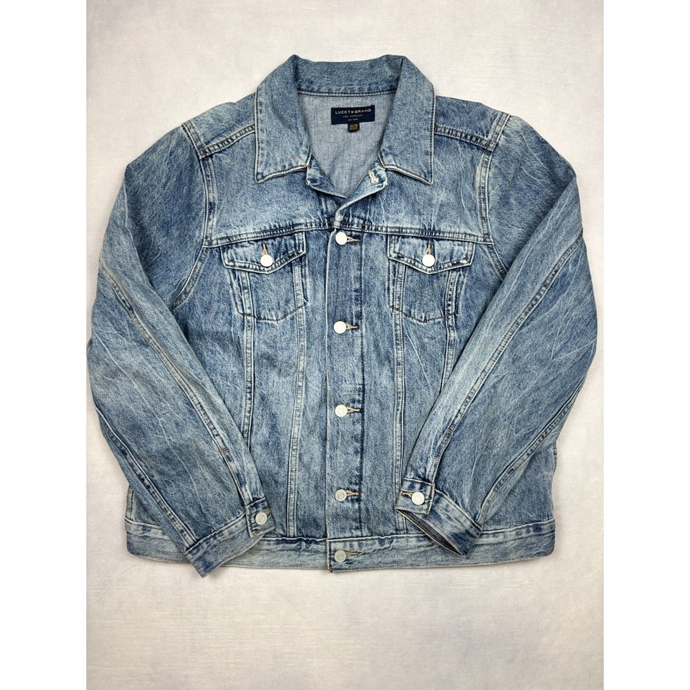 Lucky Brand Tomboy Trucker Jacket Womens 1X Light Wash Denim Jean 7Q13463 1X